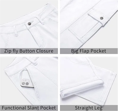 Miniatura 6 de GRAPENT Pantalones cargo para mujer, casuales, de cintura alta, holgados, elásticos, de pierna recta, traje occidental, pantalones Y2K con bolsillos