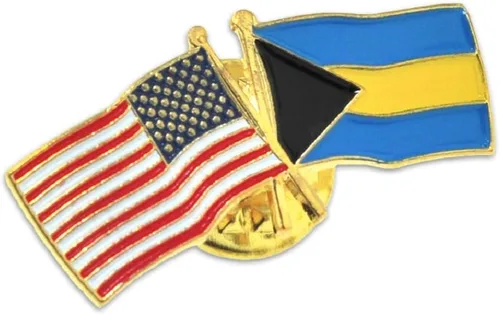 Miniatura 162 de PinMart Pin de solapa esmaltado con bandera de la amistad cruzada de Estados Unidos y el mundo
