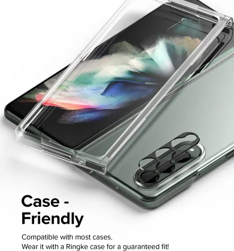 Miniatura 7 de Ringke Protector de lente de cámara compatible con Samsung Galaxy Z Fold 3, marco de aluminio, resistente cubierta protectora - negro