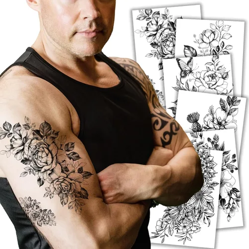 Miniatura 15 de Kotbs 6 hojas de tatuajes temporales realistas de animales realistas para hombres y mujeres, calcomanías de tatuaje impermeables para adolescentes