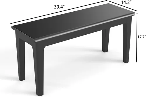 Miniatura 2 de Banco de comedor de 39.4 pulgadas de madera de roble macizo, banco de entrada para sala de estar, dormitorio, cocina (negro)