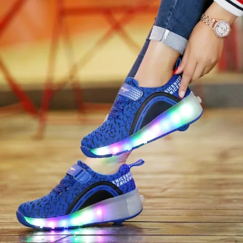 Miniatura 2 de SDSPEED - Zapatos deportivos de patinaje para niños con ruedas individuales de LED