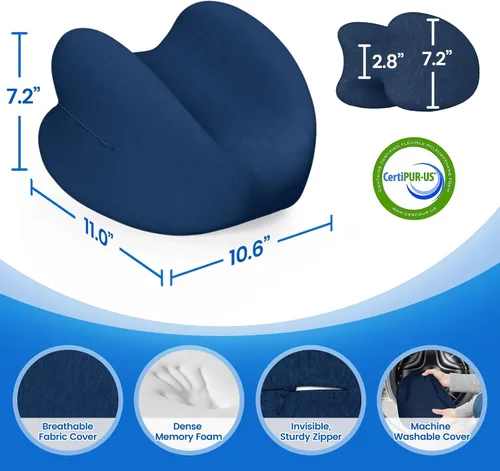 Miniatura 5 de Almohada de rodilla para dormir de lado, almohada de espuma viscoelástica de alta densidad para dormir de lado, diseño en forma de corazón para Azul
