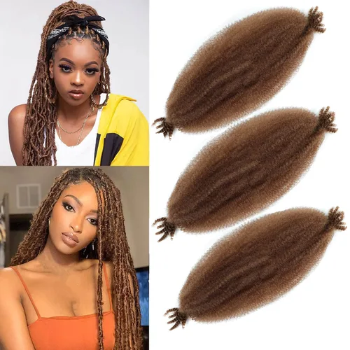 Miniatura 38 de Cabello afro trenzado elástico de 24 pulgadas 3 paquetes Cabello afro trenzado elástico Cabello afro para trenzado en crochet (24 pulgadas