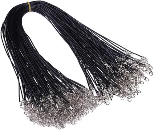 Miniatura 5 de Paxcoo 50 cordones de collar encerado negro de 18 pulgadas para hacer joyas
