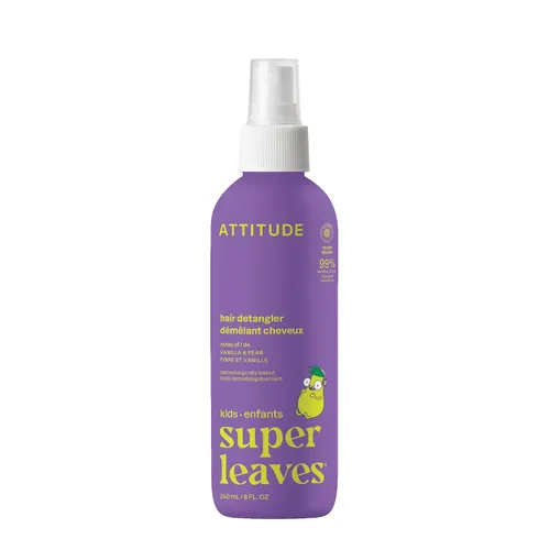 ATTITUDE Desenredante de cabello sin enjuague para niños, producto sin enjuague verificado por EWG, ingredientes a base de plantas y minerales,