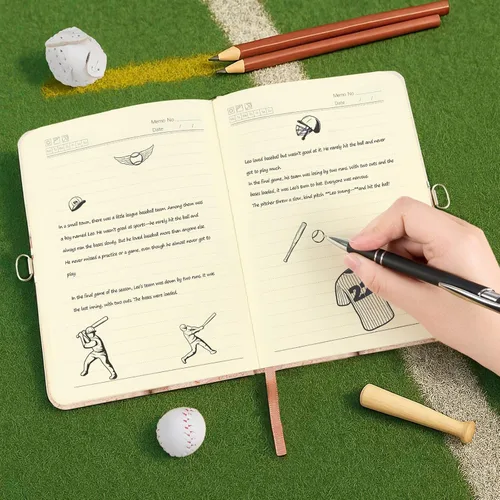 Miniatura 4 de WERNNSAI Diario luminoso de béisbol para niños, diario secreto con cerradura y llaves, cuaderno de diario para niños, regalo de cumpleaños y Navidad