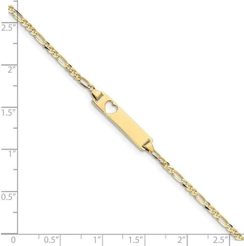 Miniatura 4 de Pulsera de oro amarillo de 10 quilates para niños con diseño de corazón recortado y cierre de langosta