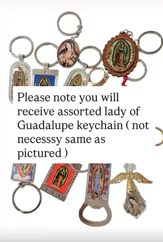 Miniatura 2 de Juego de 12 llaveros de Lady of Guadalupe con bolsa de organza, recuerdo de fiesta, regalo de bautizo, llavero católico religioso