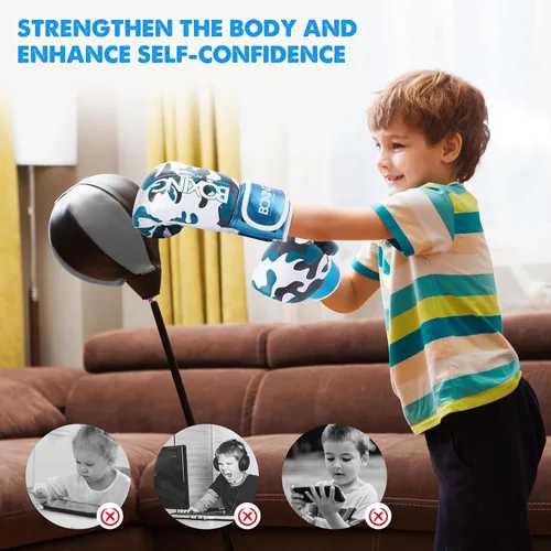 Miniatura 7 de Guantes de boxeo para niños, guantes de boxeo para niños de 3 a 9 años, para niños y niñas, de poliuretano con dibujos animados, guantes de boxeo