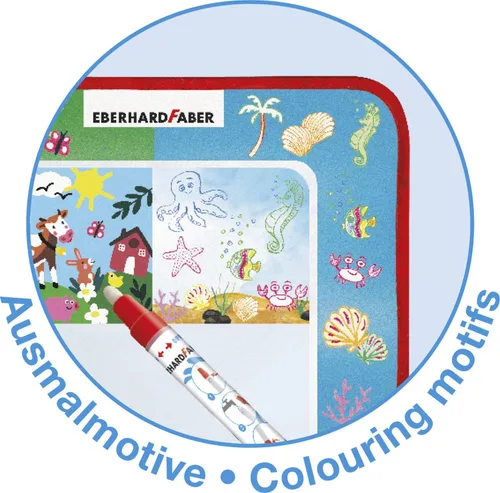Miniatura 4 de Eberhard Faber 524130 - Aqua Fun - Alfombrilla para jugar con agua, aprox. 12.6 x 12.6 in con 2 motivos para colorear y pintar superficie libre