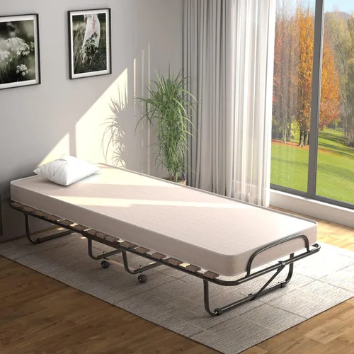 Miniatura 2 de Cama plegable con colchón de 3 pulgadas, juego de cama portátil individual pequeño con marco de cama de metal, cuna plegable con colchón de espuma