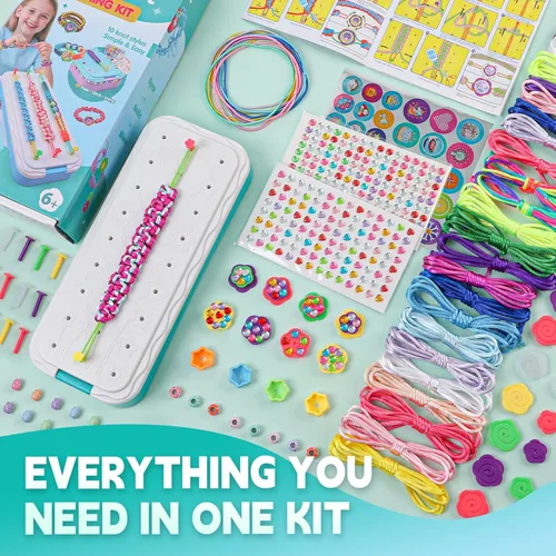 Miniatura 4 de DDAI Kit de pulsera brillante para niñas de 7 a 12 años, juego de manualidades brillantes de amistad con gemas, hilos y calcomanías, regalo de Menta