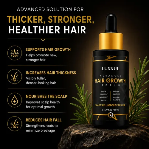 Miniatura 3 de LUXXUL Suero de apoyo para el crecimiento del cabello, 1.7 fl oz - Suero natural activo Redensyl para cabello más saludable, más grueso y lleno