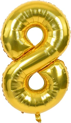 Miniatura 10 de TONIFUL Globos dorados de 40 pulgadas con números grandes del 0 al 9, globos digitales de helio del número 5, globos de aluminio de Mylar con Nmuber