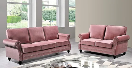 Miniatura 7 de Container Furniture Direct Lotus - Sofá biplaza tapizado de terciopelo moderno de mediados de siglo, con brazos enrollados, color beige
