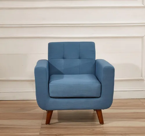 Jenny - Sillón de tela de lino copetudo, cómodo, moderno, tapizado, para sala de lectura, club, bohemio, para sala de estar, dormitorio y espacios
