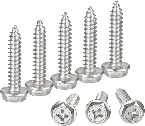 Miniatura 5 de uxcell Phillips - Tornillos autorroscantes para arandela hexagonal, M6 x 0.984 in, acero inoxidable 304, brida hexagonal, 25 piezas
