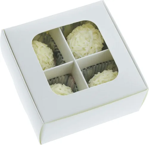 Miniatura 11 de 20 cajas de regalo de papel kraft con ventana y divisores, 6 compartimentos extra pequeños, 5 x 3.5 x 1.57 pulgadas, cajas de dulces vacías