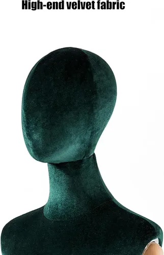 Miniatura 4 de Torso de maniquí de forma de vestido femenino, altura del cuerpo del maniquí de terciopelo ajustable, con brazo de madera maciza y base de metal
