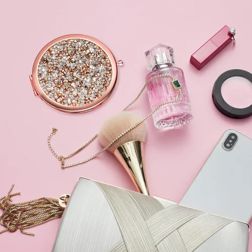 Miniatura 5 de Espejo Compacto Oro Rosa Espejo de Maquillaje Mini Espejo de Bolsillo Plegable Espejo de Mano Portátil de Doble Cara 2x 1x Aumento para Mujeres