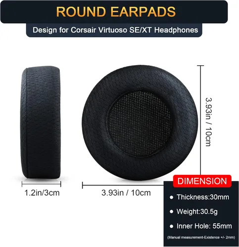 Miniatura 2 de Almohadillas de repuesto mejoradas para auriculares Corsair Virtuoso RGB Wireless SE XT, tela premium, espuma viscoelástica más suave, grosor