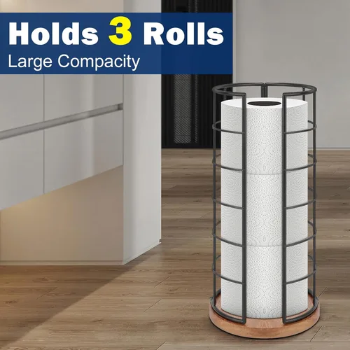 Miniatura 3 de NearMoon Soporte organizador de papel higiénico, almacenamiento independiente de 3 rollos de pañuelos, accesorio de baño de metal, soporte de rollo