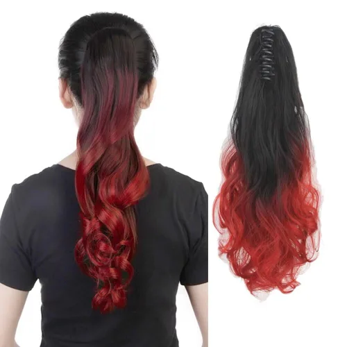 Miniatura 25 de Cola de caballo de una pieza de 24 pulgadas con clip de pinza ondulada y gruesa, resistente al calor, de fibra sintética, para fiestas de cosplay