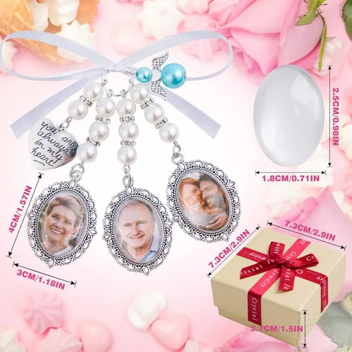 Miniatura 2 de Wedding Bouquet Photo Charms Bridal Lacy Oval Bridal Charm You are Always in My Heart DIY Bouquet Picture Charm