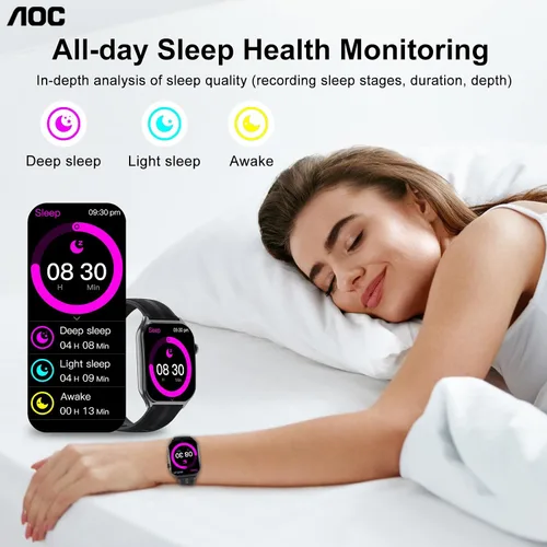 Miniatura 4 de AOC Reloj inteligente con pantalla AMOLED de 1.95 pulgadas, llamada ChatGPT AI y Bluetooth, rastreador de actividad física para mujeres y hombres