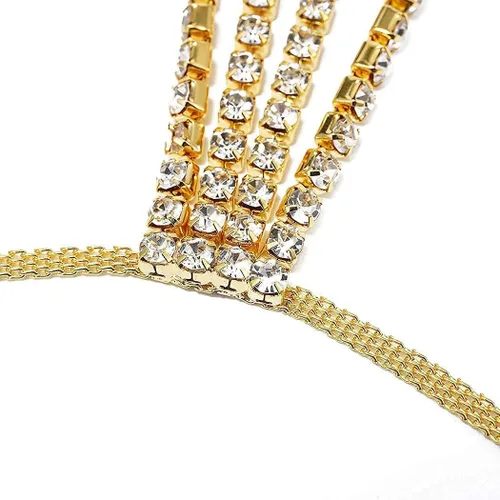 Miniatura 6 de Victray Cadena de pierna de cristal para mujer, cadenas de cuerpo con diamantes de imitación, cadena brillante para muslo, joyería corporal