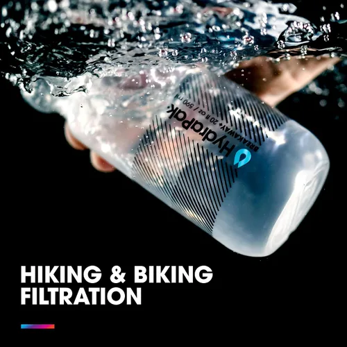 Miniatura 2 de HydraPak Breakaway+ Filter Water Bottle (20oz or 30oz) - Hike & Bike Squeeze Water Bottle, Fits Backpacks & Bike Cages - Clear