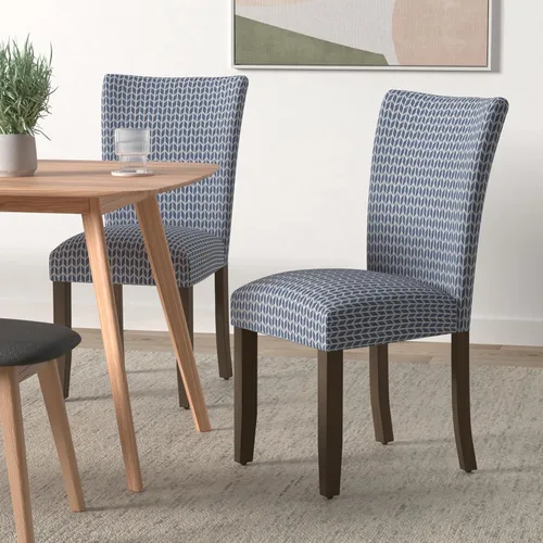 Miniatura 2 de Homepop Silla de comedor con detalles festoneados, sillas de comedor Parsons tapizadas, muebles decorativos para el hogar, tejido gris claro