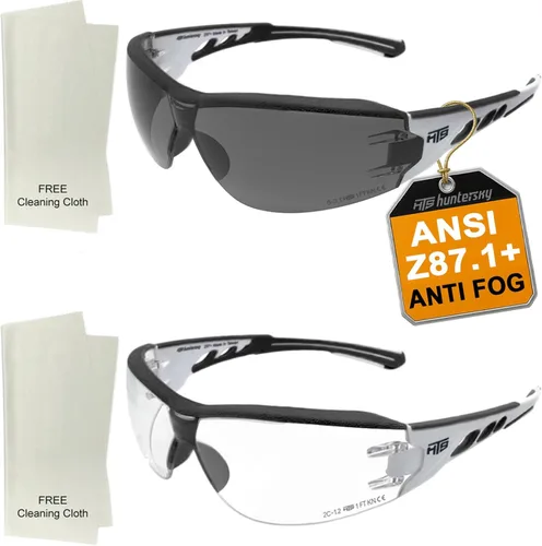 Miniatura 13 de HTS HUNTERSKY Gafas de seguridad de tiro envolventes U6 transparentes, antiniebla y antiarañazos, ligeras y súper flexibles con ANSI Z87.1