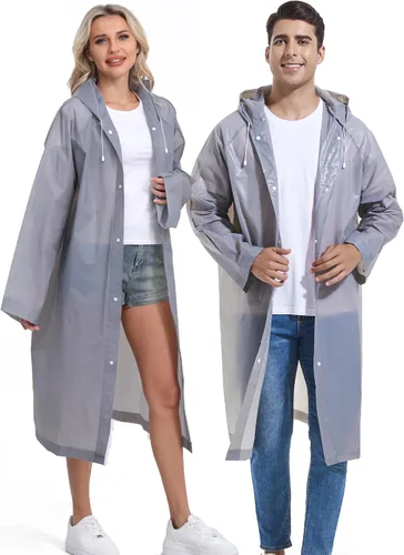 2 piezas de ponchos de lluvia reutilizables para adultos, abrigos de lluvia para adultos, chaquetas de lluvia, impermeables para hombres y mujeres