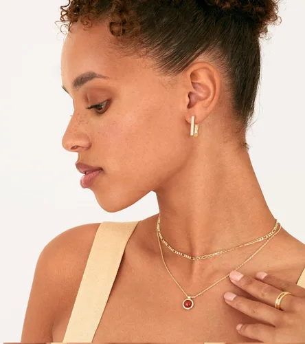 Miniatura 2 de PAVOI Aretes de aro de plata de ley 925 chapados en oro de 14 quilates Aretes de aro rectangulares geométricos de oro para mujer