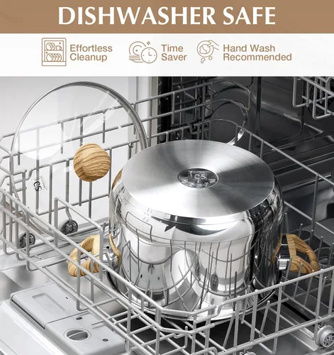 Miniatura 5 de Olla de acero inoxidable KOCH SYSTEME CS - Olla de inducción de acero inoxidable de 6 cuartos con tapa para pasta, sopa, espaguetis, ollas de sopa