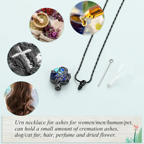 Miniatura 23 de Imrsanl Collar de urna de árbol de la vida con forma de corazón, joyería de cremación para hombres y mujeres, recuerdo, joyería conmemorativa
