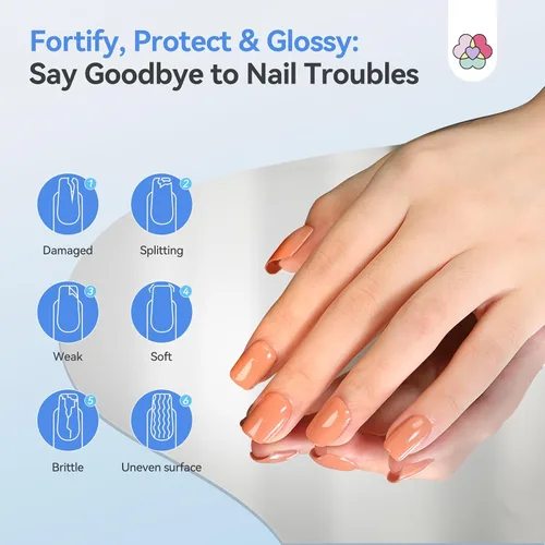 Miniatura 5 de SAVILAND Base y capa superior 3 en 1 y fortalecedor de uñas: 0.5 fl oz de secado rápido al aire transparente, esmalte de uñas fortalecedor