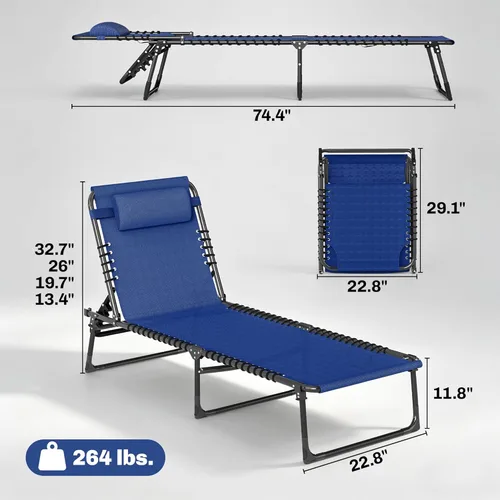 Miniatura 3 de Outsunny Silla Tumbona Plegable, Silla de Bronceado para Patio, Tumbona para Exteriores con Respaldo Reclinable de 4 Posiciones, Asiento de Malla