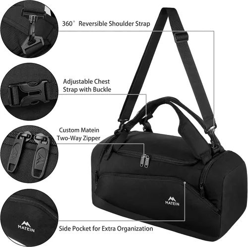 Miniatura 5 de MATEIN Bolsa de gimnasio para hombres mochila de gimnasio grande de 45 L bolsa de lona deportiva con compartimento para zapatos mochila de viaje