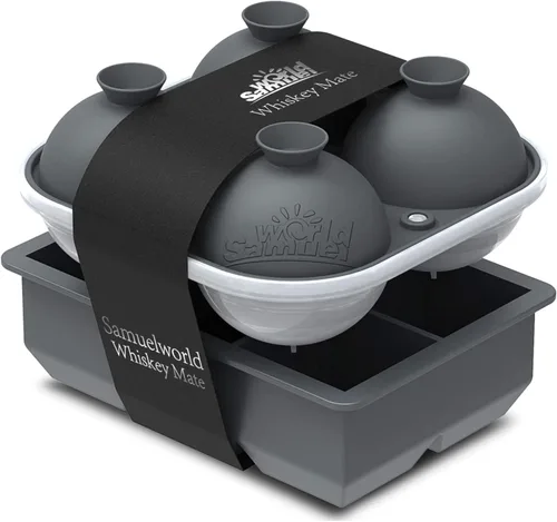 Miniatura 18 de Samuelworld Combo de Bandeja de Hielo Premium (16 Cubitos de Hielo/6 Bolas de Hielo), Fabricador de Esferas de Hielo Grandes y Bandejas de Cubitos