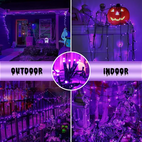 Miniatura 6 de kemooie 500 luces LED de Navidad rosadas, luces de Navidad de 164 pies para exteriores, enchufables, impermeables, con 8 modos de parpadeo