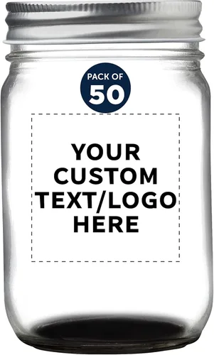 Miniatura 35 de DISCOUNT PROMOS Tarros de vidrio decorativos personalizados de 12 onzas, juego de 50 unidades, tarros de vidrio para avena durante la noche, dulces