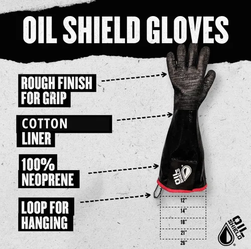 Miniatura 4 de Oil Shield - Guantes 100% neopreno resistentes al calor, forro de algodón, clasificación de temperatura de 450 grados, seguridad para el servicio