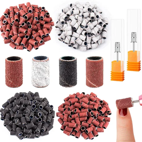 Miniatura 8 de Juego de bandas de lijado para taladro de uñas, portátil, juego de 3 colores gruesos de grano fino Efile Sand Set 80#120#180#240#, 2 piezas