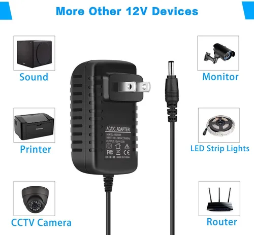 Miniatura 5 de 12V 2A 24W Fuente de alimentación AC 100V-240V a 12V 2A Adaptador montado en la pared 12V Conmutación para DC12V CCTV Cámara LED tira luz rc