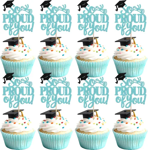 Miniatura 25 de Paquete de 24 adornos para cupcakes de clase 2025 con purpurina 2025 para diploma de graduación 2025 para cupcakes temáticos de graduación 2025