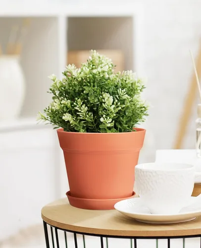 Miniatura 6 de homenote Macetas de 7.5 pulgadas para plantas, macetas de plástico para interiores con múltiples agujeros de drenaje y bandejas, para todas