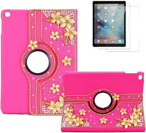 Miniatura 16 de Bling - Funda compatible con Samsung Galaxy Tab A7 10.4 (2022) - Elegante - 3D hecha a mano con mariposa de cristal giratoria de 360 grados